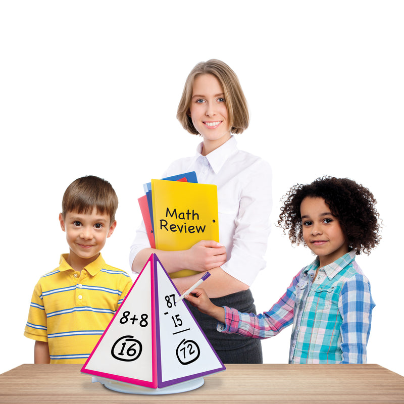 Pyramid Rotating Dry Erase Board Spin & Write 4-sided