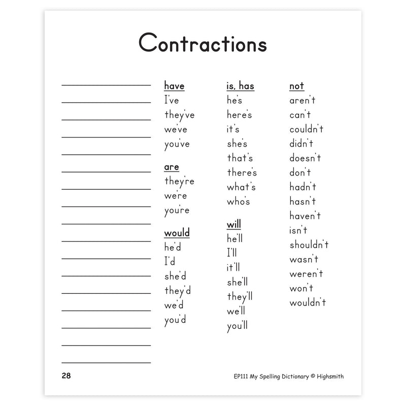 My Spelling Dictionary