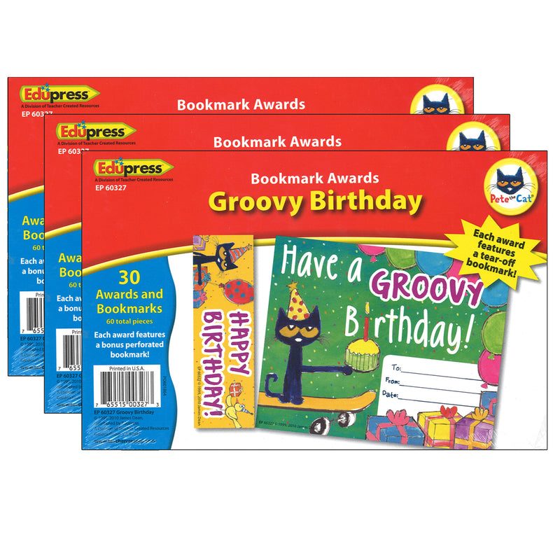 (3 Pk) Pete The Cat Happy Birthday Bookmark Awards