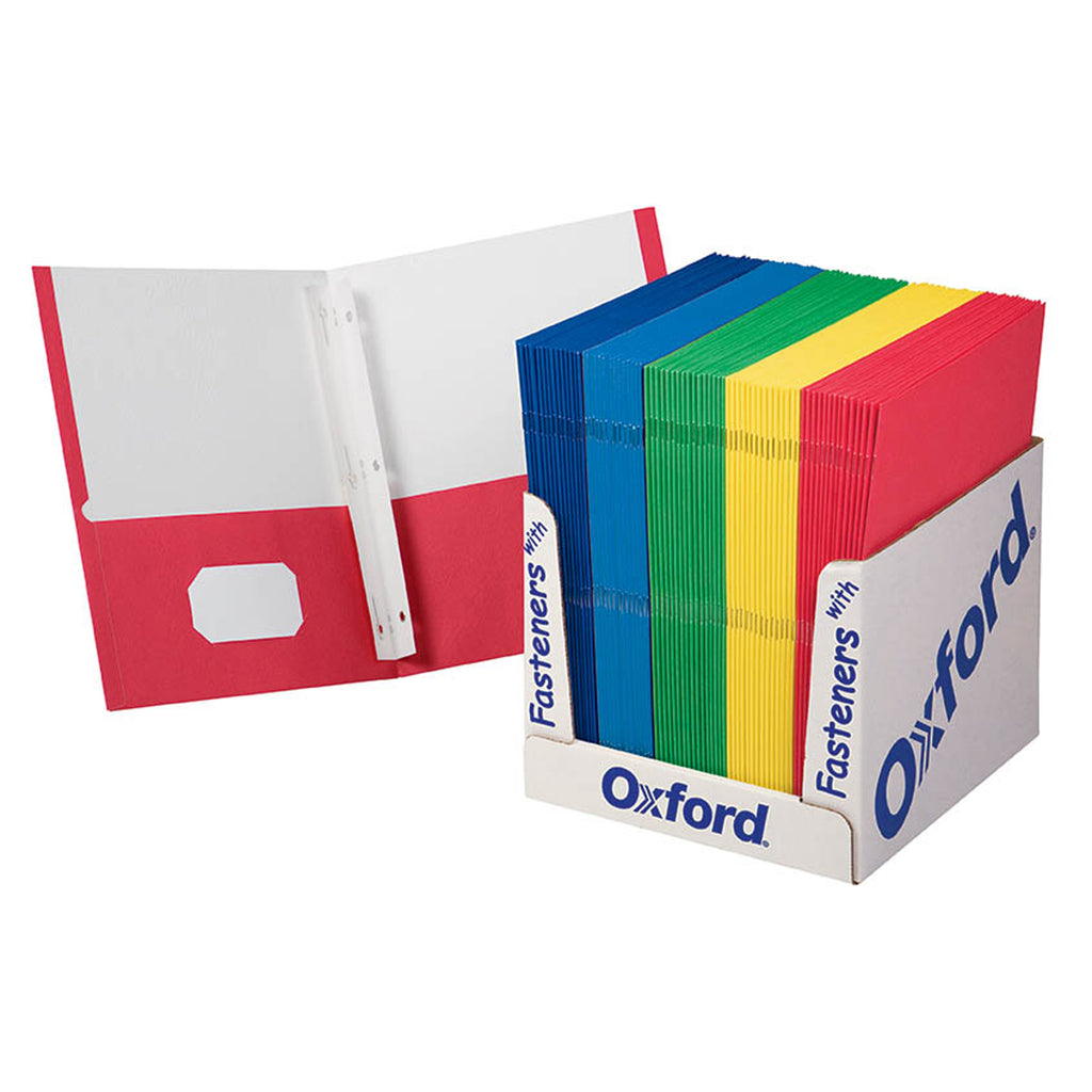 School Grade Twin Pocket Folders With Fasteners 100 Per Box