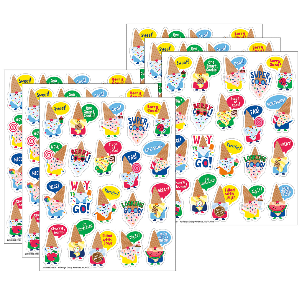 (6 Pk) Dessert Gnomes Candy Sticker Scented