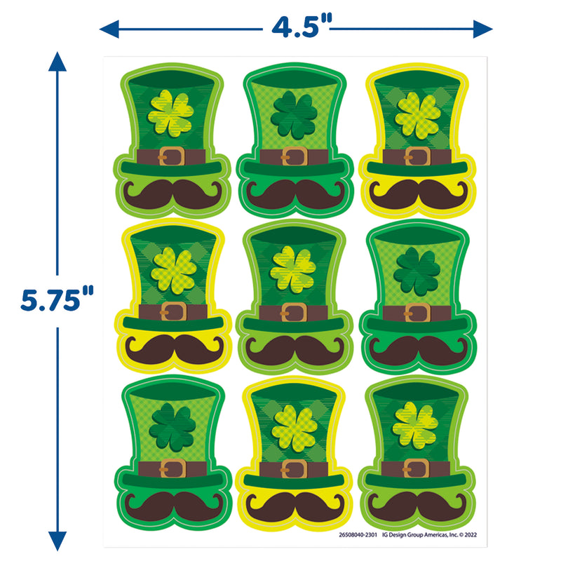 St. Pat's Hats Giant Stickers, Pack of 36