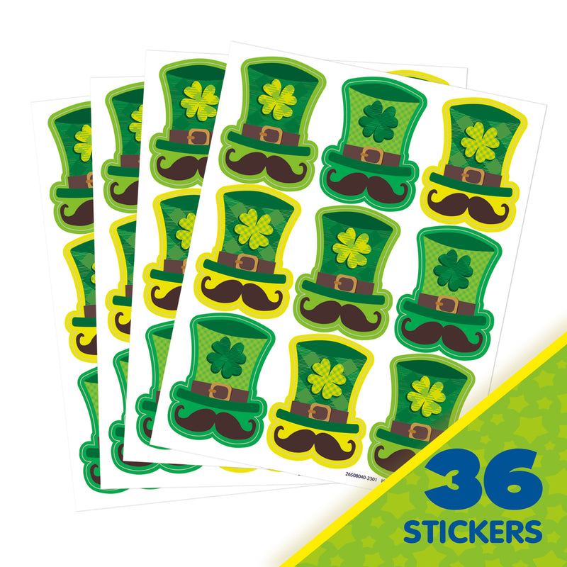 St. Pat's Hats Giant Stickers, Pack of 36