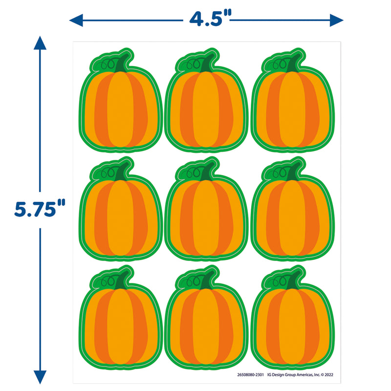 Fall Pumpkin Giant Stickers, Pack of 36