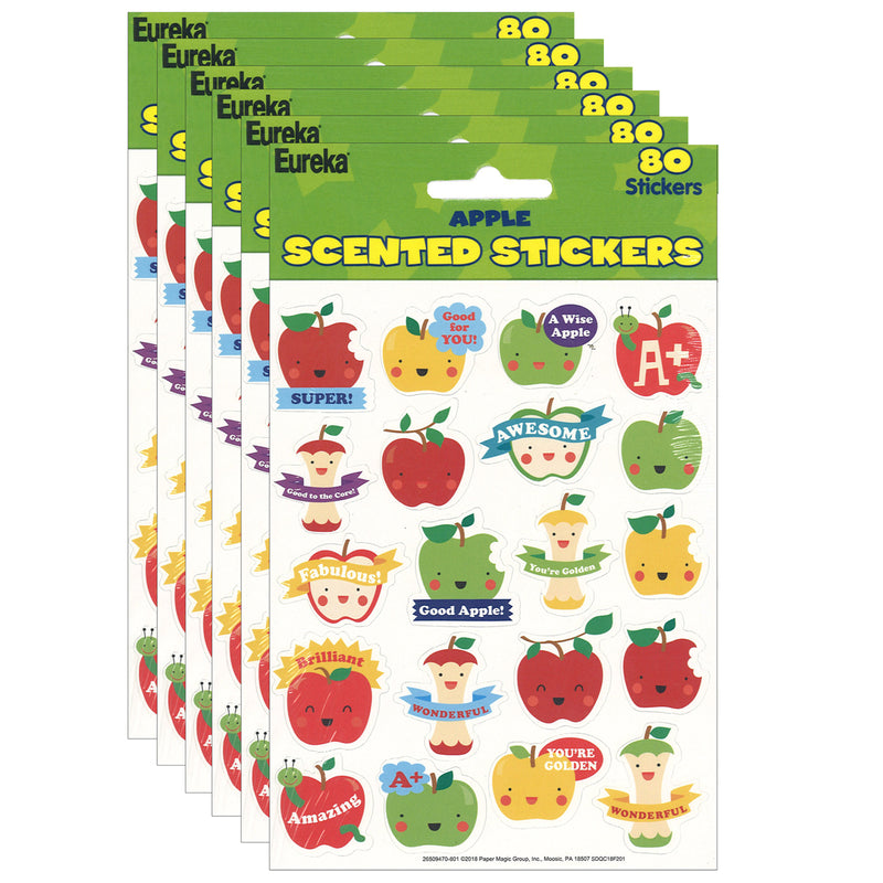 (6 Pk) Apple Stickers Scented