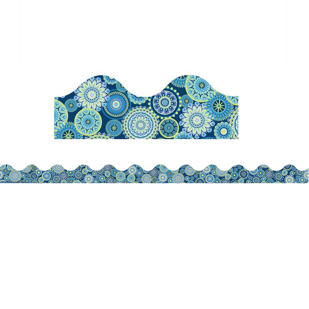 (6 Pk) Blue Harmony Trim Mandala Scalloped