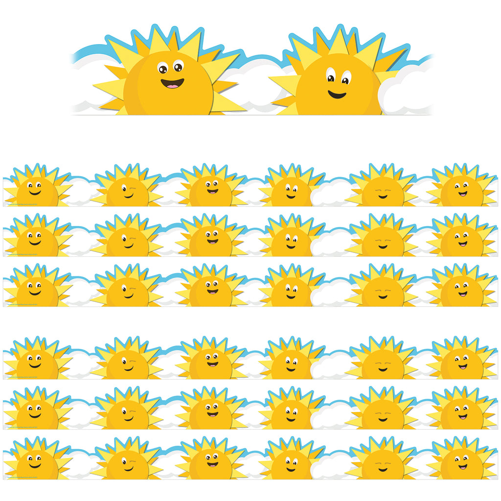 (6 Pk) Sun & Clouds Diecut Deco Trim Extra Wide