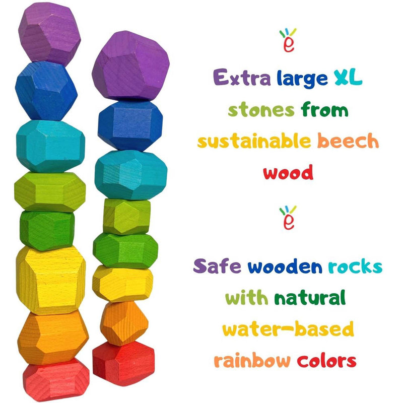 Stackalino Wooden Stacking Rocks Xl Balancing