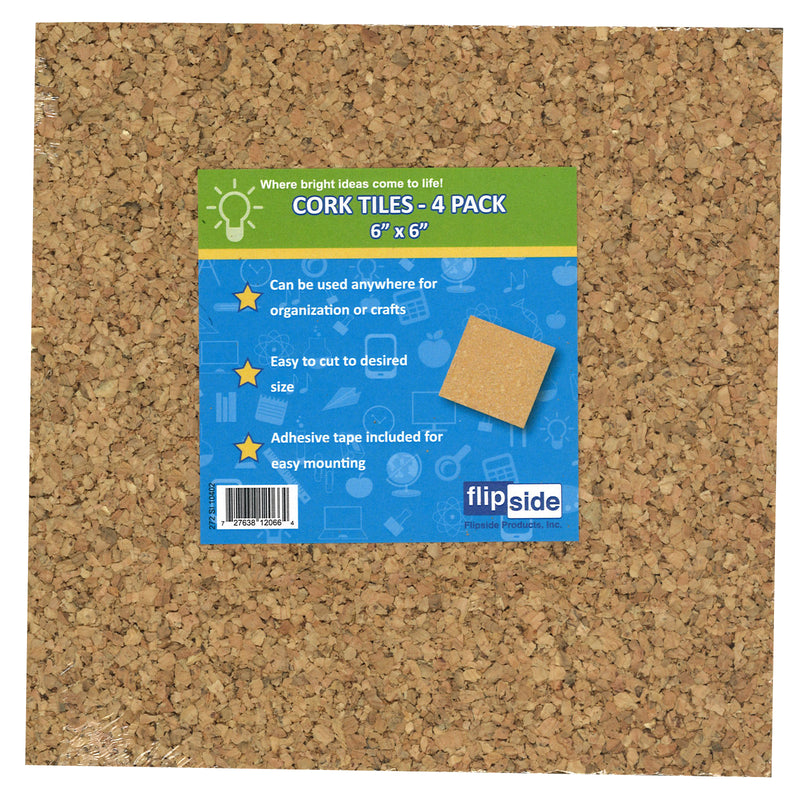 (3 Pk) Cork Tiles 6inx6in 4 Per Pk