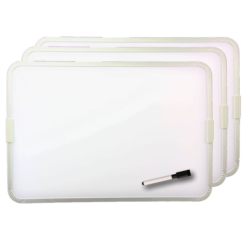 (3 Ea) 2 Sided Magnetic Dry Erase Board Framed W- Pen And Cap Eraser