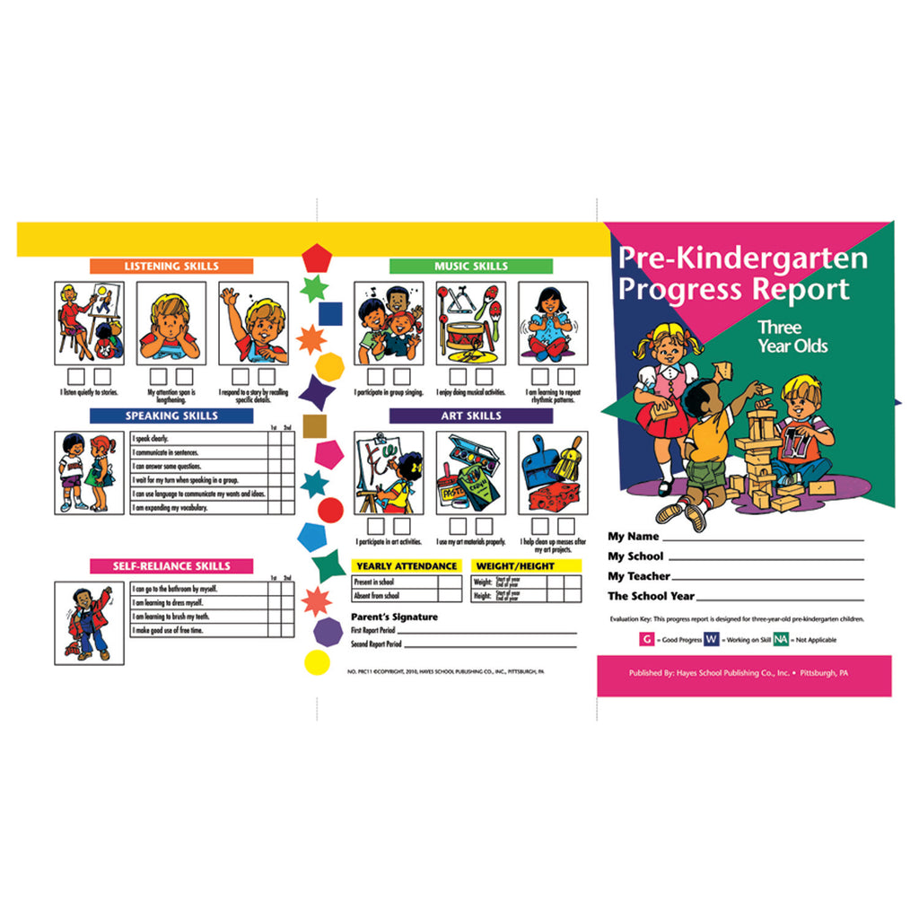 (6 Pk) Pre Kindergarten Progress Report 10 Per Pk For 3 Year Olds