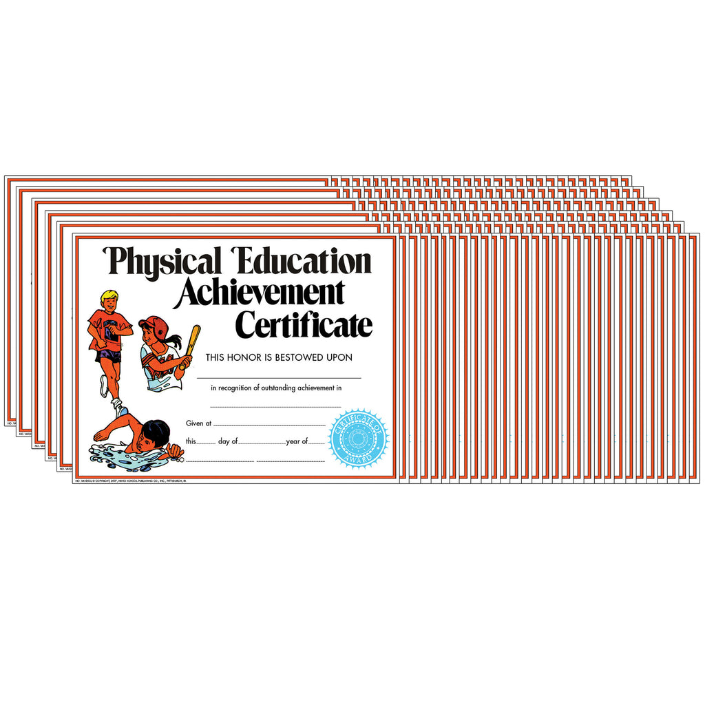 (6 Pk) Certificate Physical Education 30 Per Pk