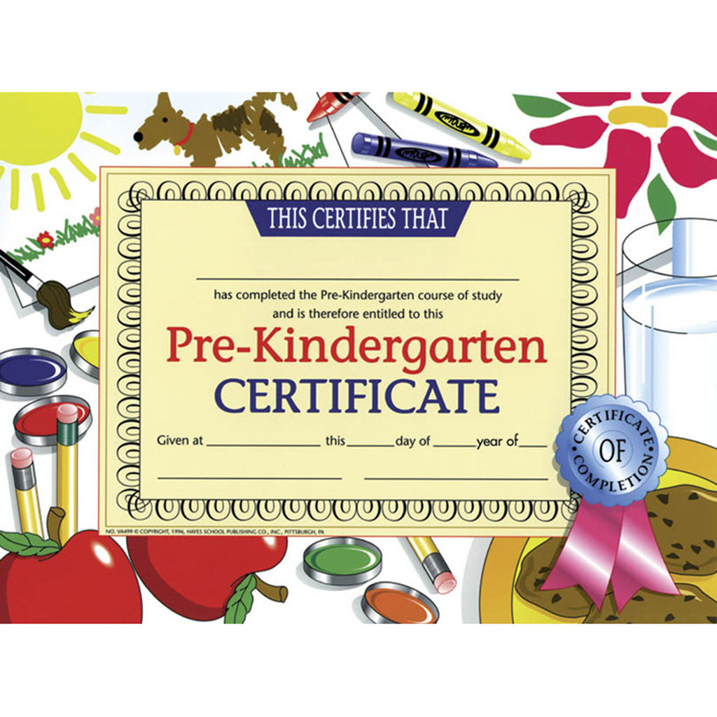 (3 Pk) Certificates Pre-k 8.5x11 30 Per Pk