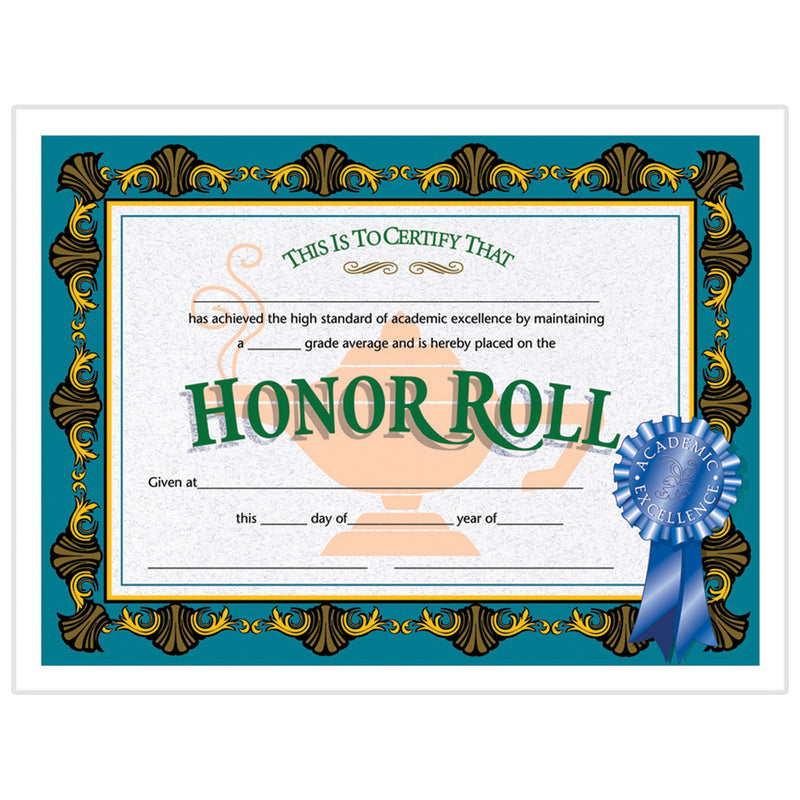 (3 Pk) Certificates Honor Roll Blue Ribbon 85 X 11 30 Per Pk