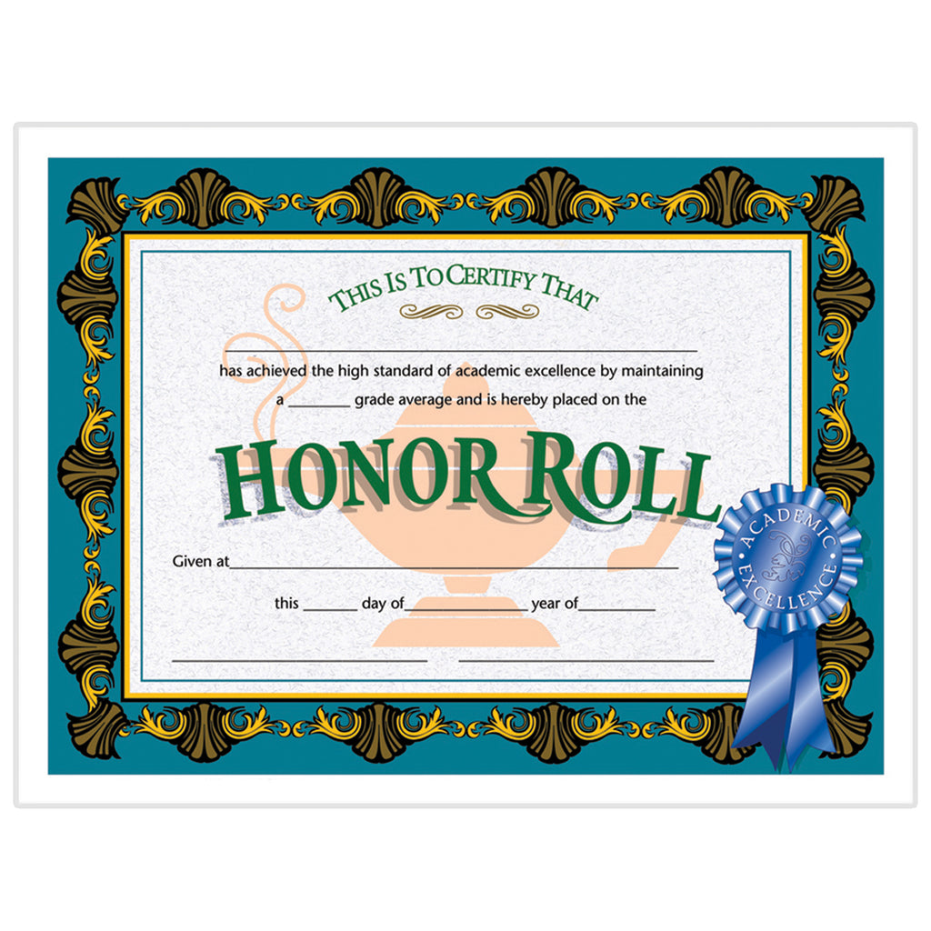 Certificates Honor Roll Blue 30-pk Ribbon 8.5 X 11