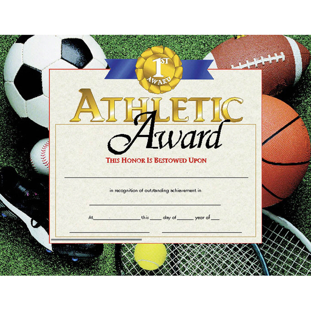 (3 Pk) Certificates Athletic Award 8.5x11 30 Per Pk