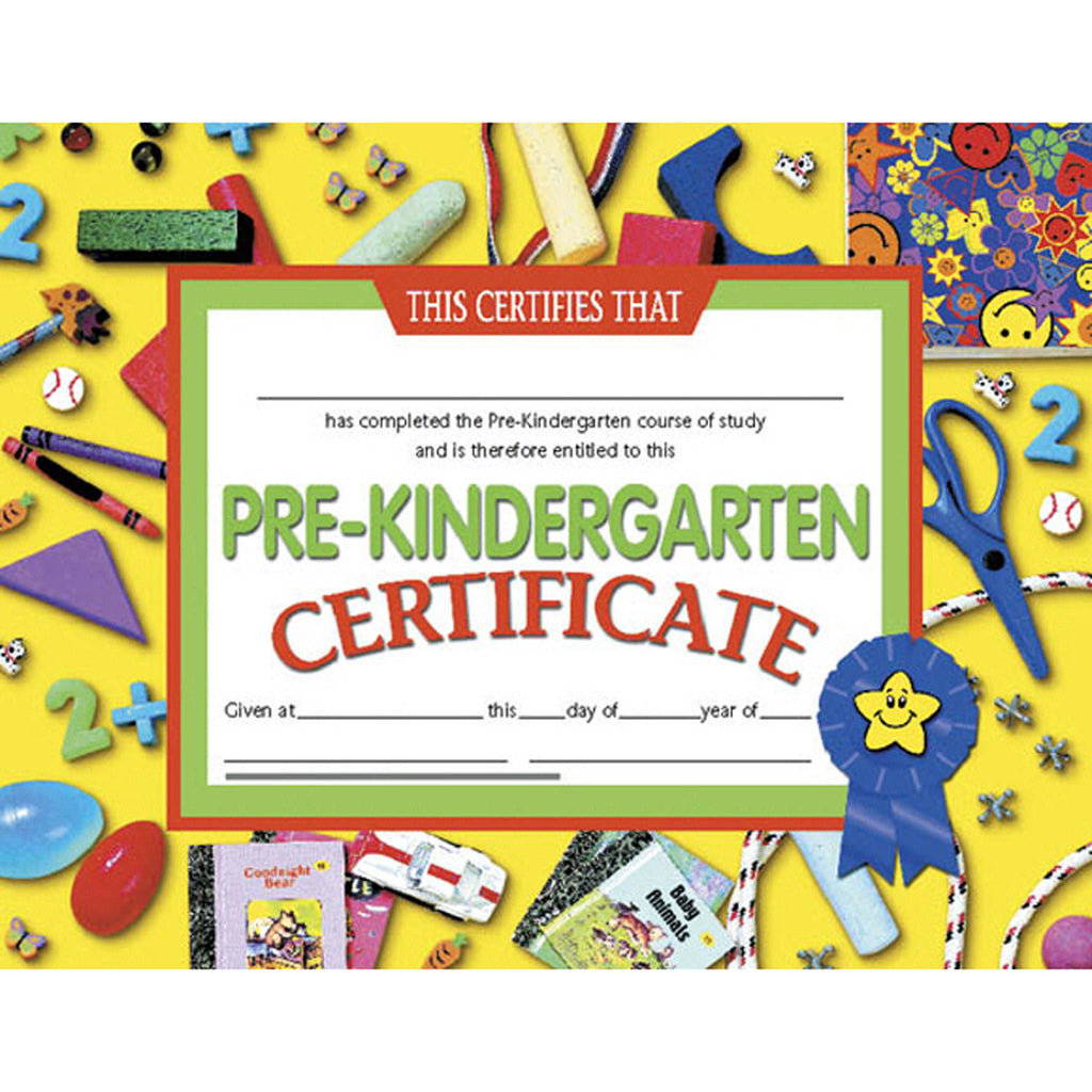 (3 Pk) Certificates Pre-k 30 Per Pk 8.5x11 Yellow