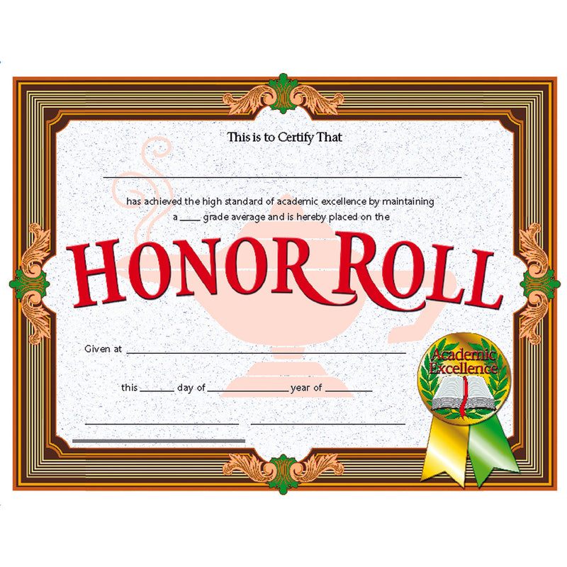 Certificates Honor Roll 30-pk 8.5 X 11 Inkjet Laser