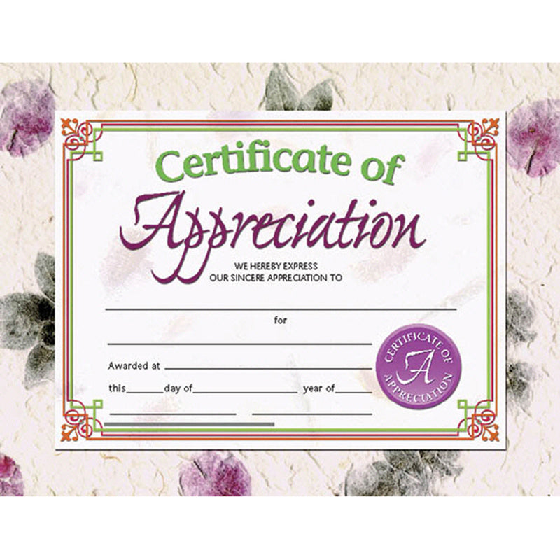 Certificates Of Appreciation 30 Pk 8.5 X 11 Inkjet Laser