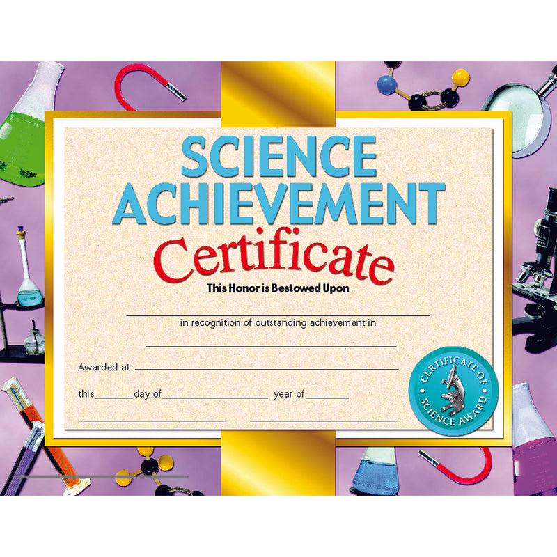 (3 Pk) Science Achievement Cert Inkjet Laser 8.5x11 30 Per Pk