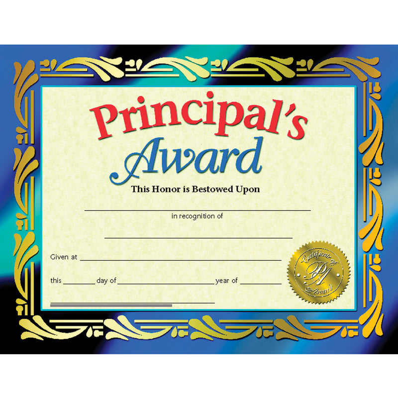 (3 Pk) Cert. Principals Award Inkjet Laser 8.5x11 30 Per Pk