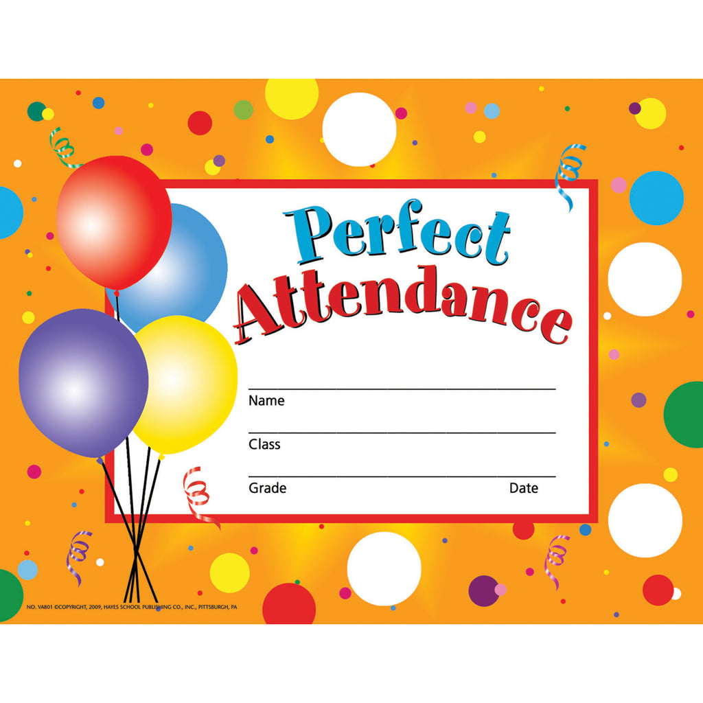 (3 Pk) Perfect Attendance 30 Per Pk