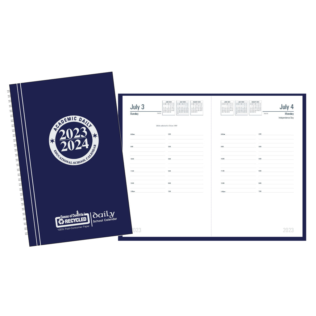 Daily Academic Calendar Planner Blu Recycled