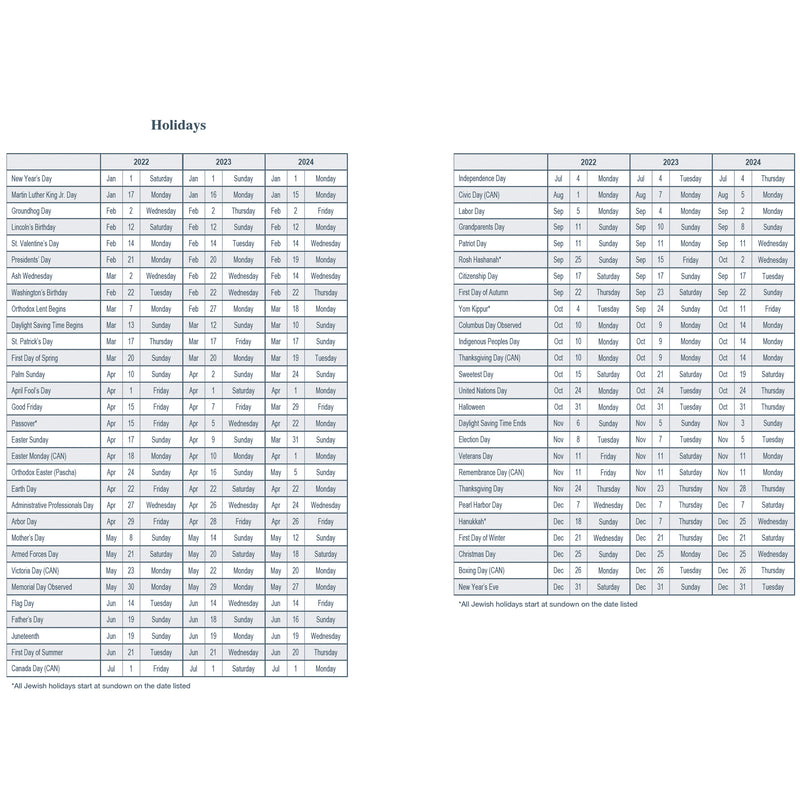 Daily Academic Calendar Planner Blu Recycled