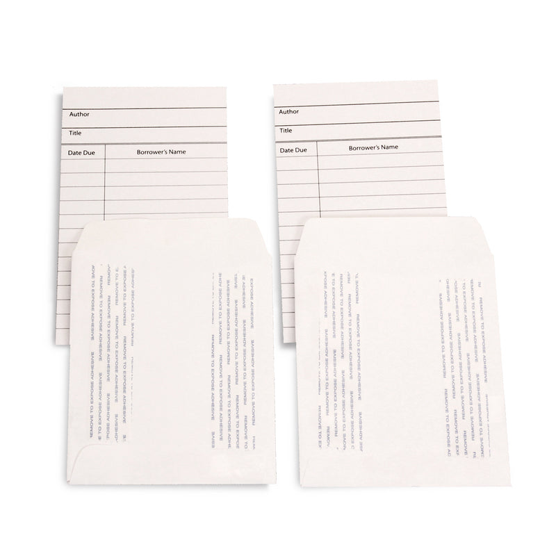 Libry Crds Pockets Self Adhsve 30pk White