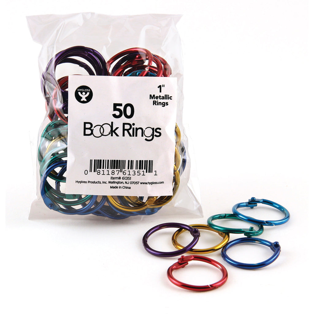 (2 Pk) Book Rings 1in 50 Per Pack