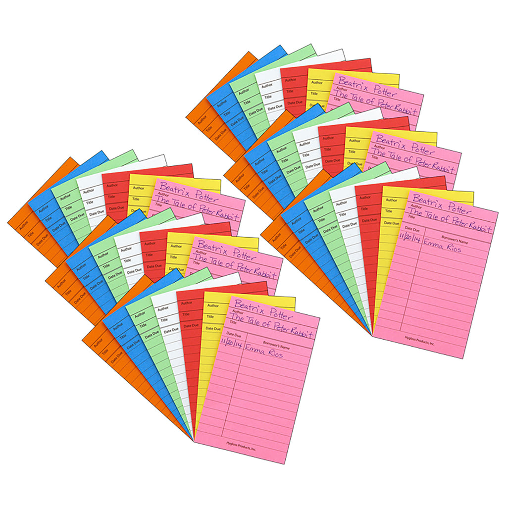 (6 Pk) Bright Library Cards 50ct Asst Colors