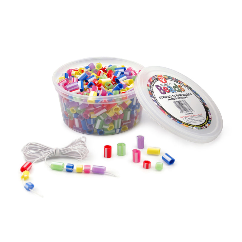 (6 Ea) Striped Straw Beads