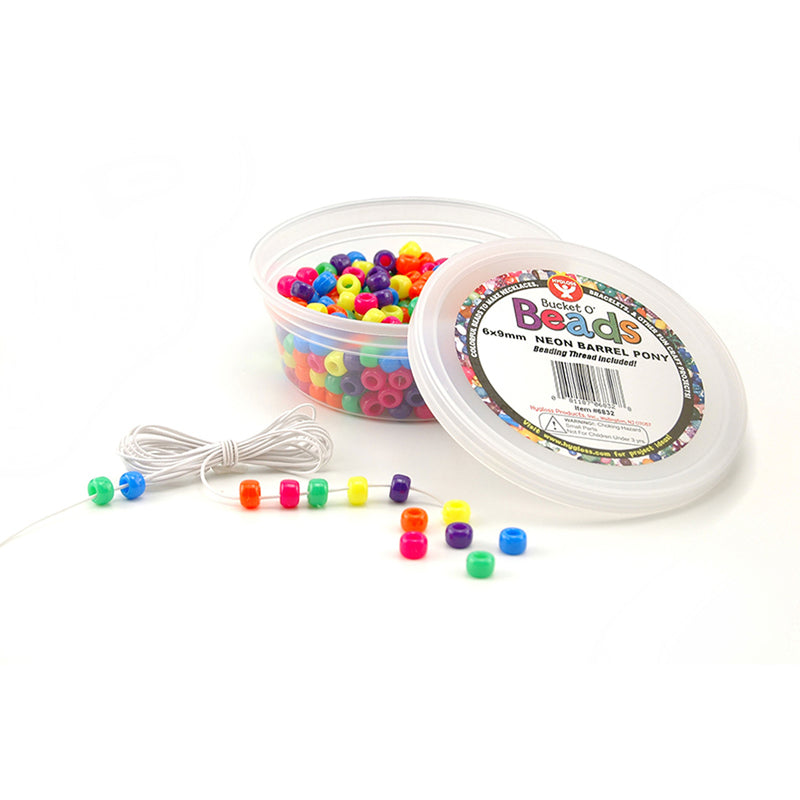 (6 Ea) Neon Barrel Beads