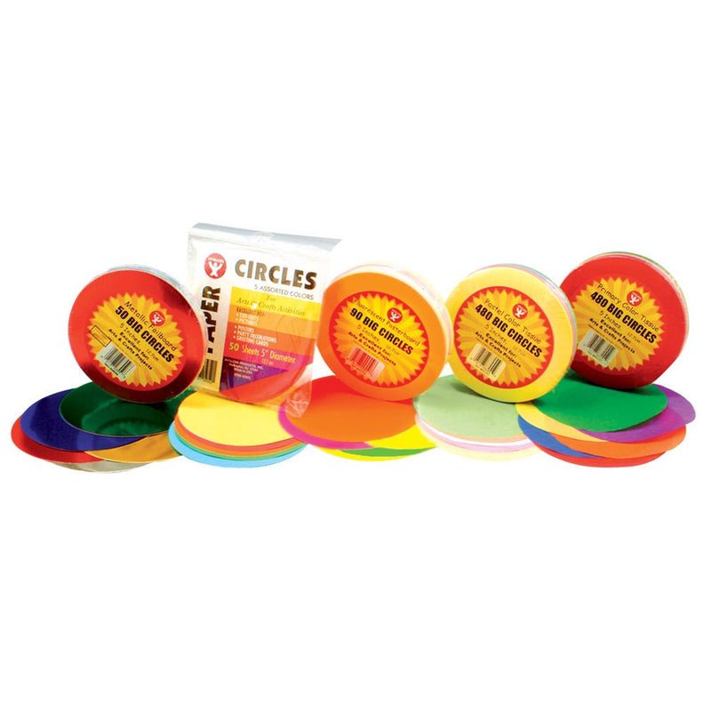 (3 Pk) Tissue Paper 480ct 5in Circles Primary Colors