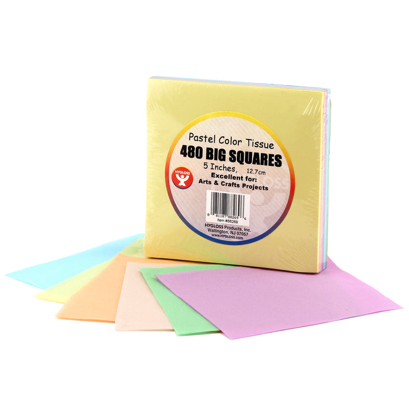 (3 Pk) 5in Tissue Squares Pastel 480 Per Pk
