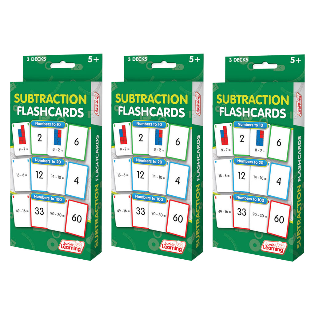 Subtraction Flashcards, 3 Sets Per Pack, 3 Packs