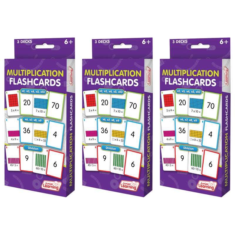 Multiplication Flashcards, 3 Sets Per Pack, 3 Packs