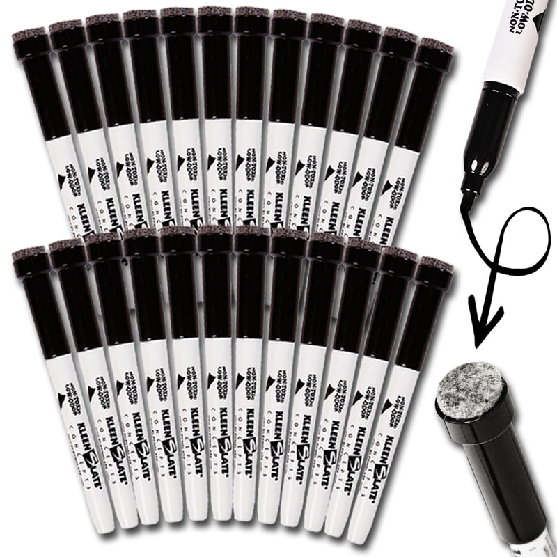 Kleenslate Replacement Markers 24pk Black W- Erasers