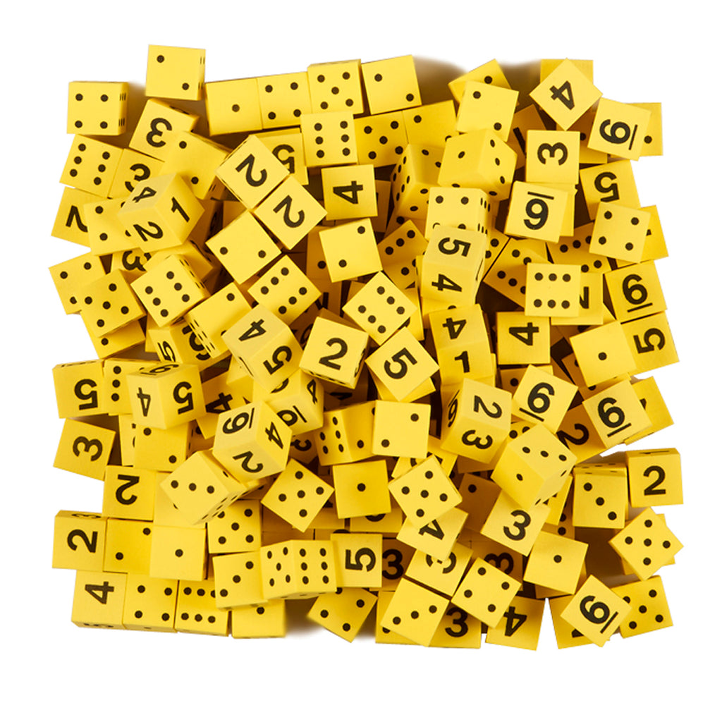 5-8in Yellow Foam Dice W- Spots-num