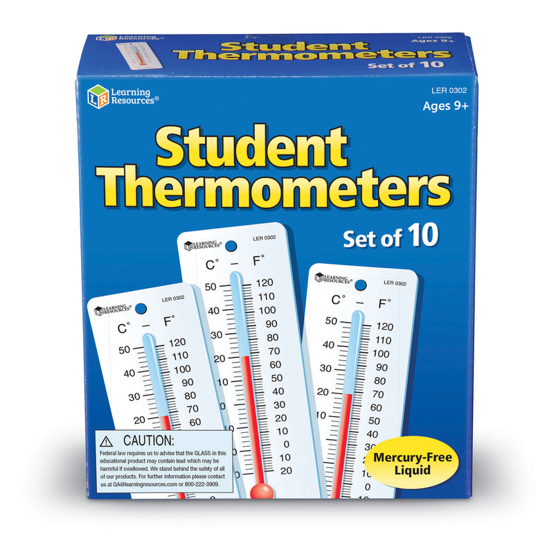 Student Thermometers 10-pk 2 X 6 Plastic Backing