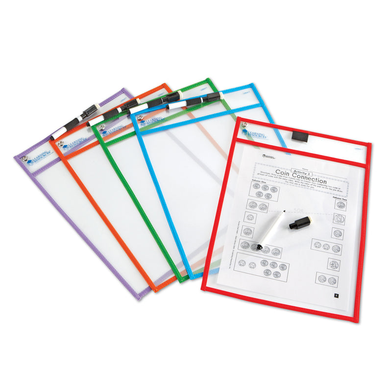 Write & Wipe Pockets W-markers 5-pk