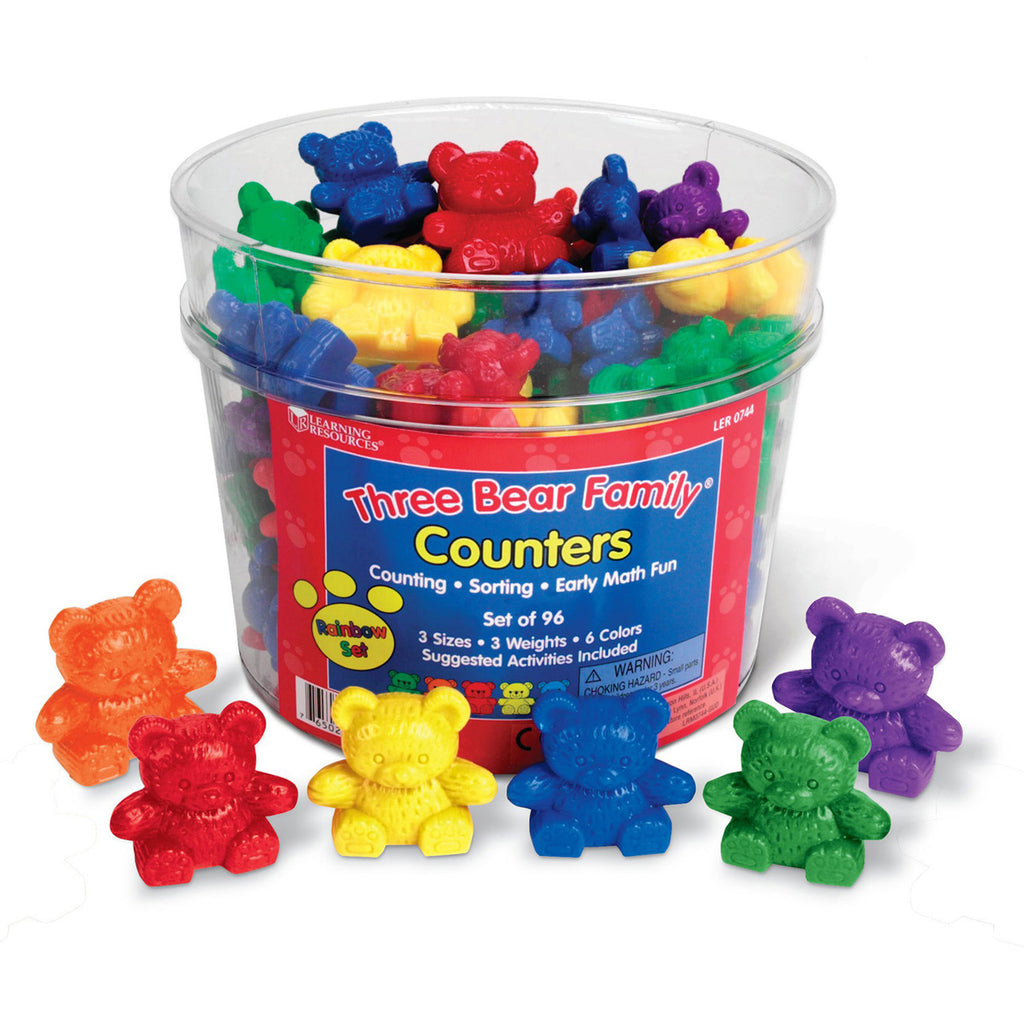 Three Bear Family Rainbow 96-pk Set 3 Sizes 6 Colors