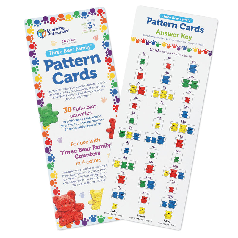 Three Bear Family Pattern 16-pk Cards Double-sided