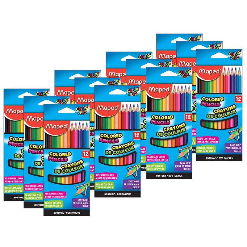 (12 Pk) Triangular Colored Pencils 12 Colrs