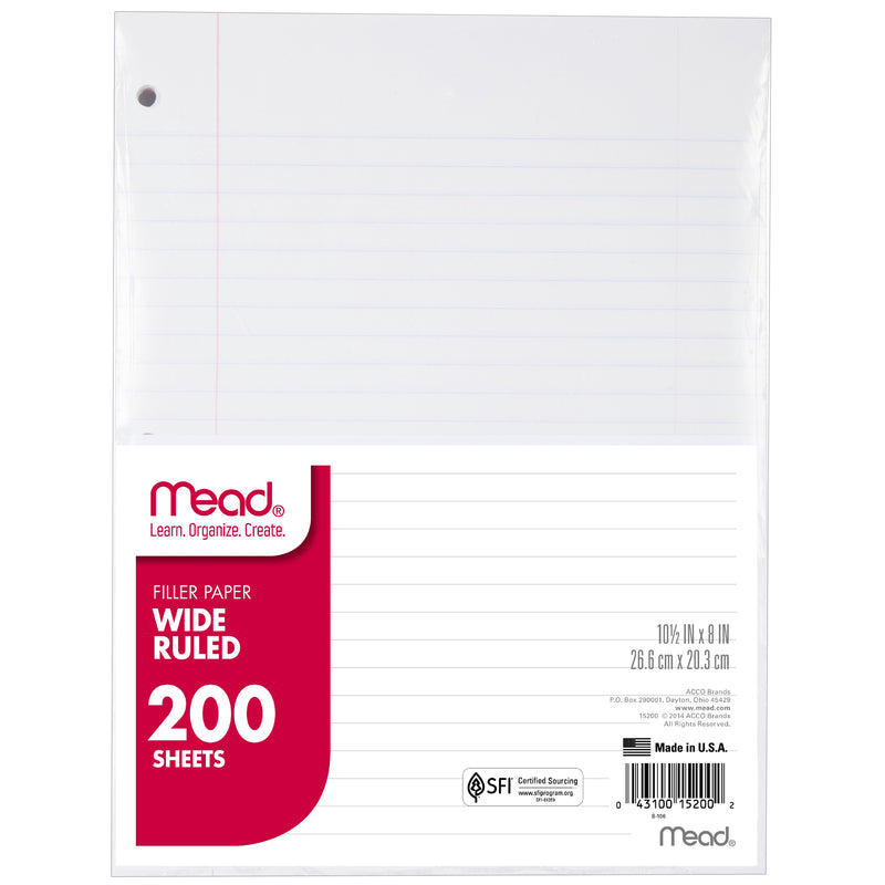 (3 Pk) Paper Filler Wide Ruled 10.5x8 200sht