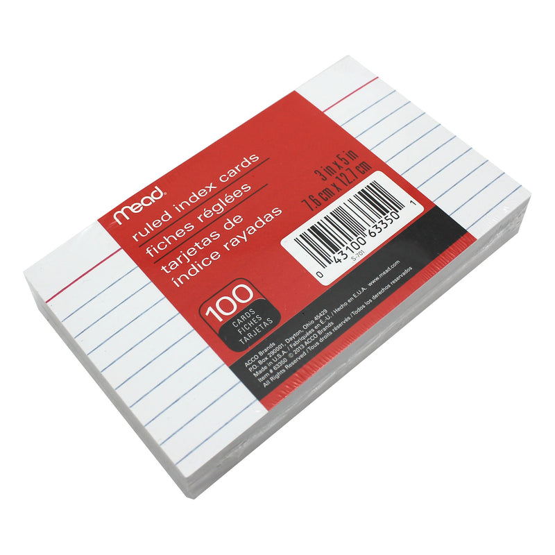 Cards Index Ruled 3 X 5 100 Ct
