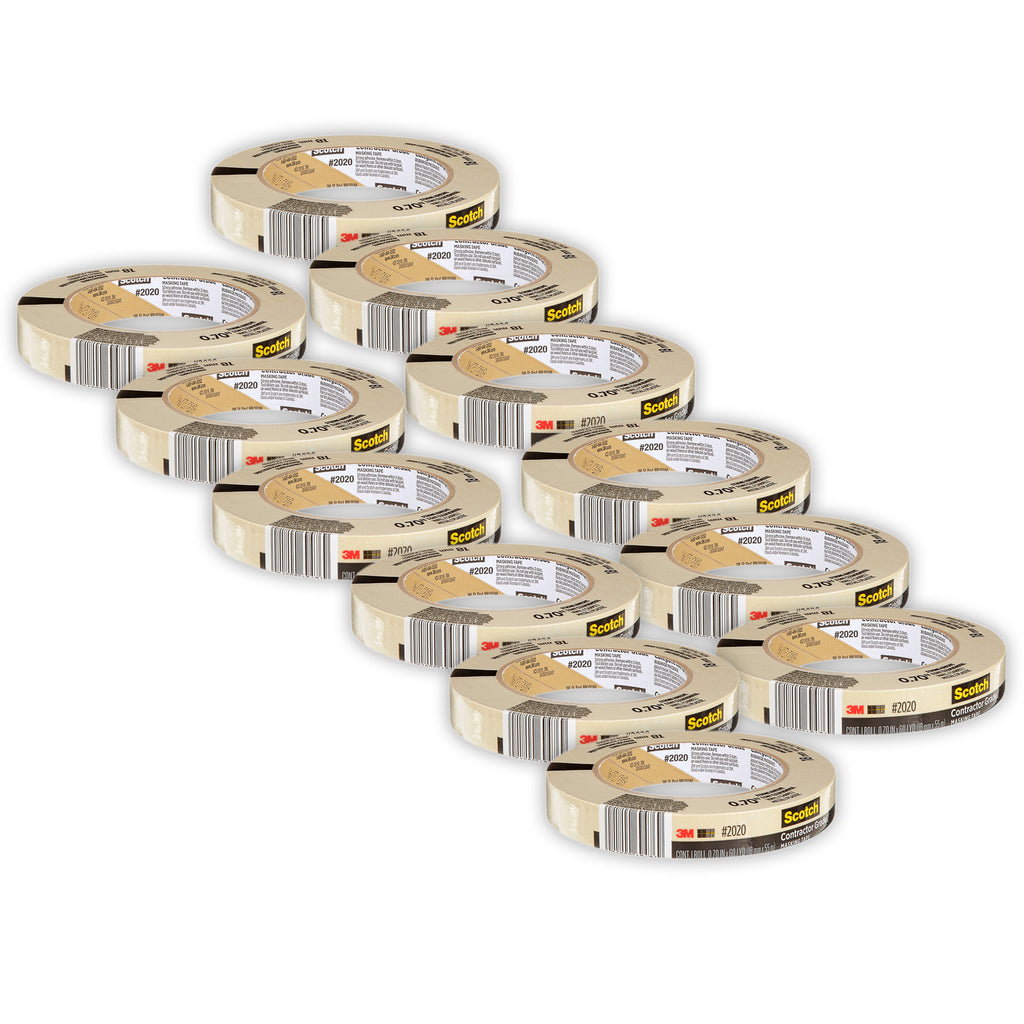 (12 Ea) 1 Roll Masking Tape 18mm Contractor Grade