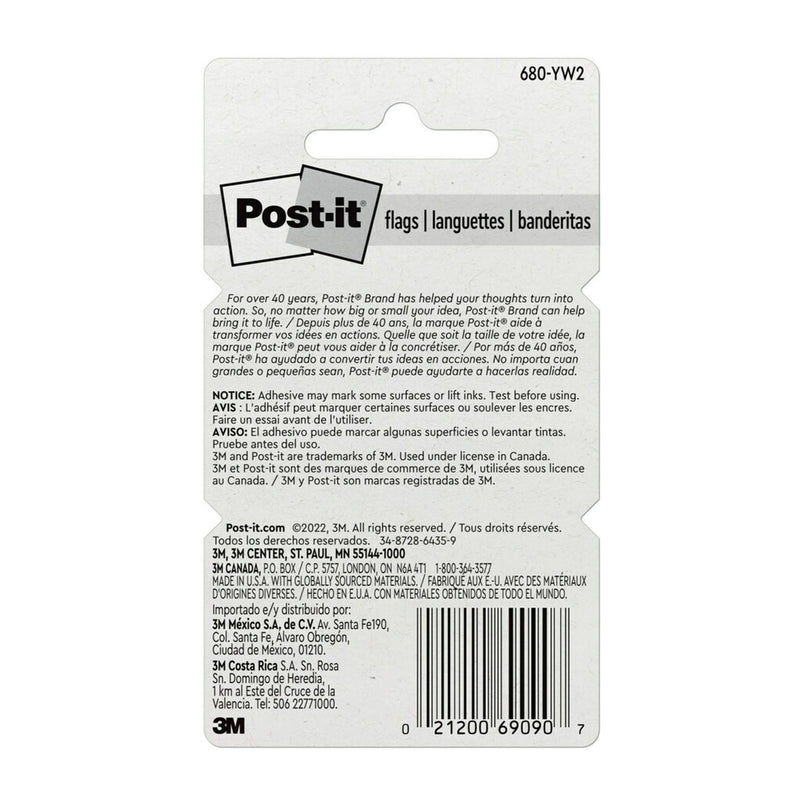 (3 Pk) Post-it Flags Yellow 2ct