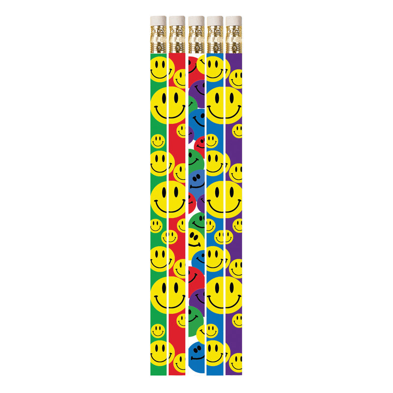 (12 Dz) Happy Face Asst Motivationl Fun Pencils 12 Per Pk