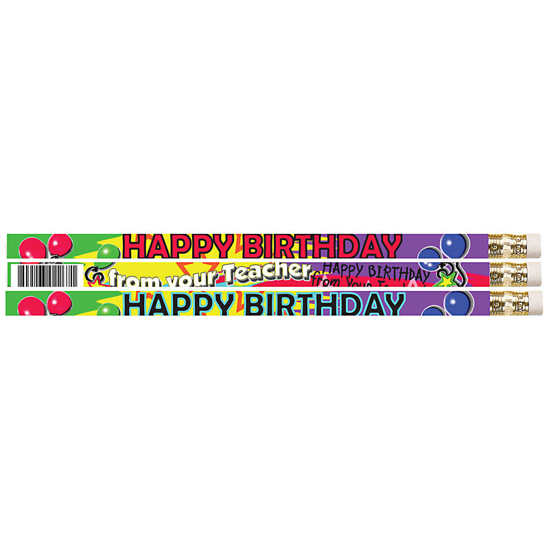 Happy Birthday From Your Teacher 144pk Motivational Fun Pencils